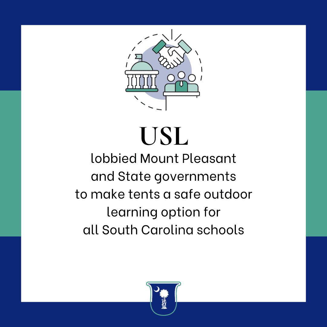 USL lobbied Mount Pleasant and state governments to make tents a safe outdoor learning option for all SC schools